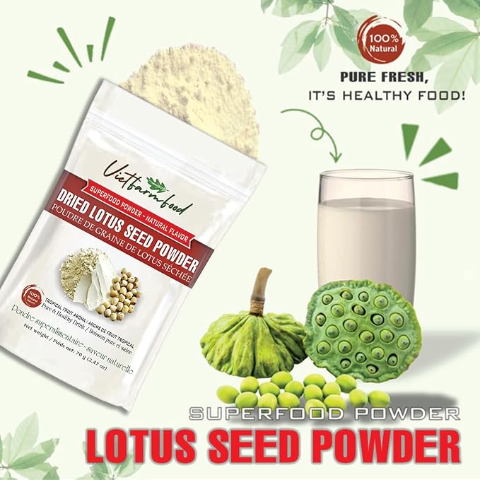 LOTUS SEED POWDER 2.47 oz (70g) VIETFARMFOOD: Pure freeze-dried vegetable powder, made from real vegetables with no added sugar - Perfect for daily nutrition to keep your body full of vitality