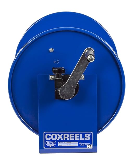 Coxreels 112-3-150 Hand Crank Hose Reel - Steel Spool for Coiling Hoses and Cables - Rotating Storage Reel with Manual Crank - Fits 3/8 x 150 Inch Hose - 12 x 18.25 x 13 Inches