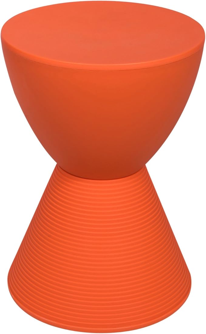 LeisureMod Modern Orange Hourglass Drum Side Table with Storage – Indoor/Outdoor End Table