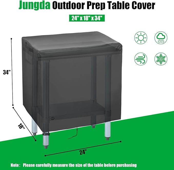 Outdoor Prep Table Cover, 24 Inch Waterproof Stainless Steel Prep Cart Table Cover, Patio kitchen Grill Bbq Food Prep Table Cover - 24 x 18 x 34 Inch