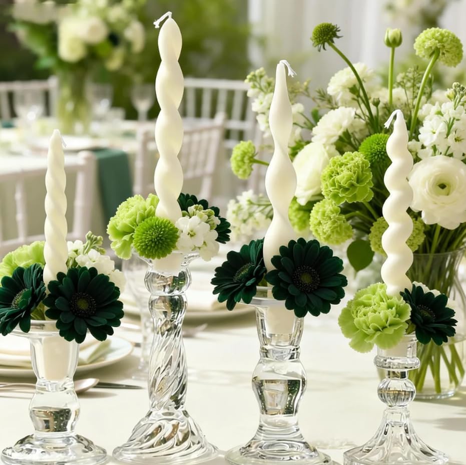 4 Pcs White Taper Candles 7.87 Inch, Unique Spiral Wave Twisted Dinner Candlesticks, Smokeless White Candle Sticks for Christmas, Valentines Day, Wedding, Party and Holiday Home Decor - Image 7