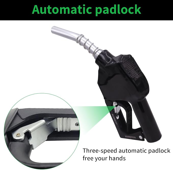 Black 3/4'' inch NPT Automatic Shut-Off Fuel Nozzle Fuel Refilling Tool Perfect For Gas Stations,Industry,Transportation Used for diesel,gasoline,kerosen(13/16"Spout Max Flow Rate 16 GPM)