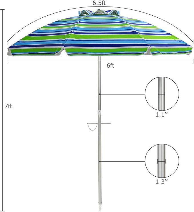 Tangkula 6.5ft Outdoor Beach Umbrella with Sand Anchor, Patio Umbrella with Push Button Tilt & UPF 50+ Protection, Portable Sunshade Umbrella with Carry Bag for Garden Beach Outdoor (Green)