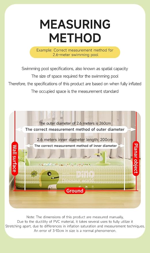 NexYongS Oversized Inflatable Pool,Thickened PVC Family Swimming Pool, Outdoor, Garden, Backyard, Summer Water Party,Green Dinosaurs