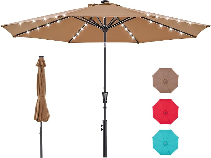 NEWBULIG 10FT Patio Umbrella, Offset Cantilever Outdoor Patio Table Umbrella, UV Protection, Fade Resistant Fabric, Easy Tilt Adjustment for Pool, Deck, Garden, Backyard, Red