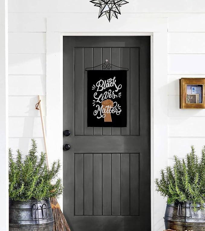 Black Lives Matter Stop Racism Garden Flag - Set Wall Hanger Support Cause BLM Anti Revolution Movement Equality Social - House Decoration Banner Small Yard Gift Double-Sided Made in USA 13 X 18.5