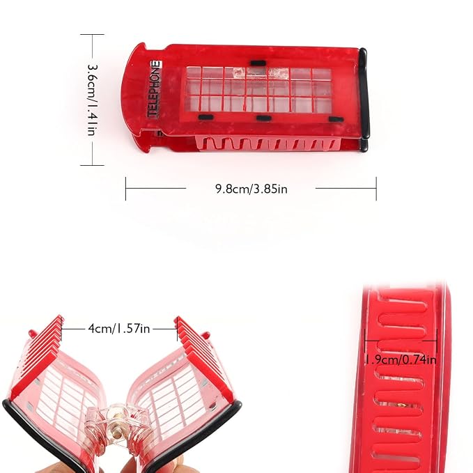 Personalized London Icon Phone Booth Hair Claw Clip,Fun Acetate Hair Claw for Women Girls Hair Accessories Gift