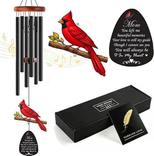 Memorial Gifts for Loss of Mom, 37'' Wind Chimes in Memory of a Loved One, Sympathy Gifts for Loss of Mother, Condolence Bereavement Remembrance Gift in Memory Mom, Large Cardinal Windchimes Outside