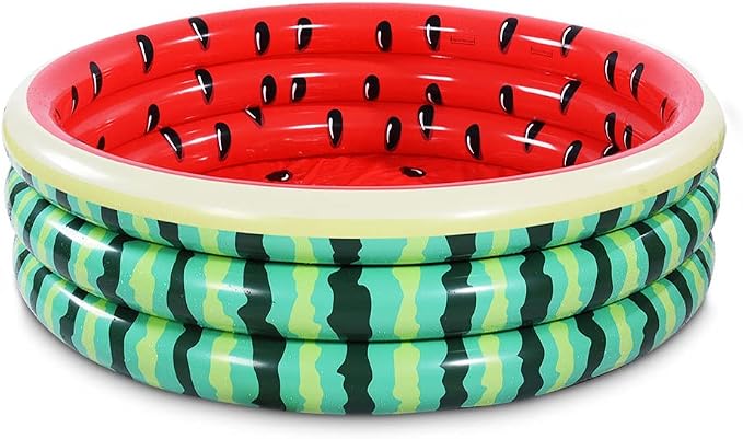 Kiddie Watermelon Baby Pool – 60”x15” Inflatable Ball Pit for Toddlers Outdoor & Baby Swimming Play for Backyard, Durable Blow-Up Design