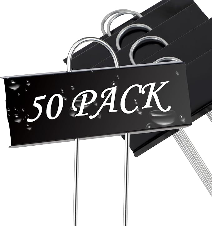 FORUP Metal Plant Labels, 50 Pack Garden Label Markers, Weatherproof Garden Stake Tags, Reusable Planting Gardening Markers, Black