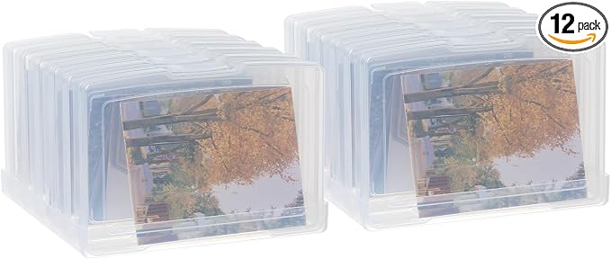 novelinks 6 Pcs 4"x6" Plastic Photo Storage Boxes with Tray (Clear 2Pack) | Photo Organizers and Storage, Task Boxes for Special Education, Flash Card Holder, 4x6 Index Card Holder, Picture Boxes