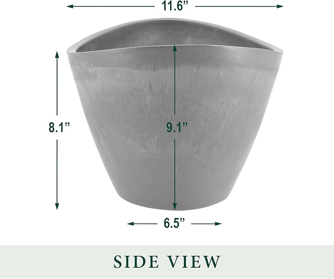 PSW Pot Collection YB41TCB Plastic/Stone/Wood Composite Curved Planter Pot – No Drainage Hole (Drillable), for Indoor and Outdoor Plants and Gardens, 16-inch, Terra Cotta Color