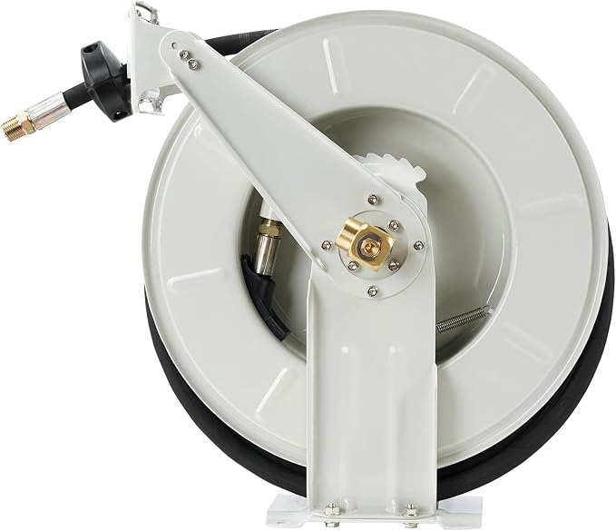 VEVOR Fuel Hose Reel, 1/4" x 50', Extra Long Retractable Grease Hose Reel, Spring Driven Auto Swivel Rewind, Heavy-Duty Carbon Steel Construction with Hose for Auto Repair, Heavy Industries, 5800 PSI