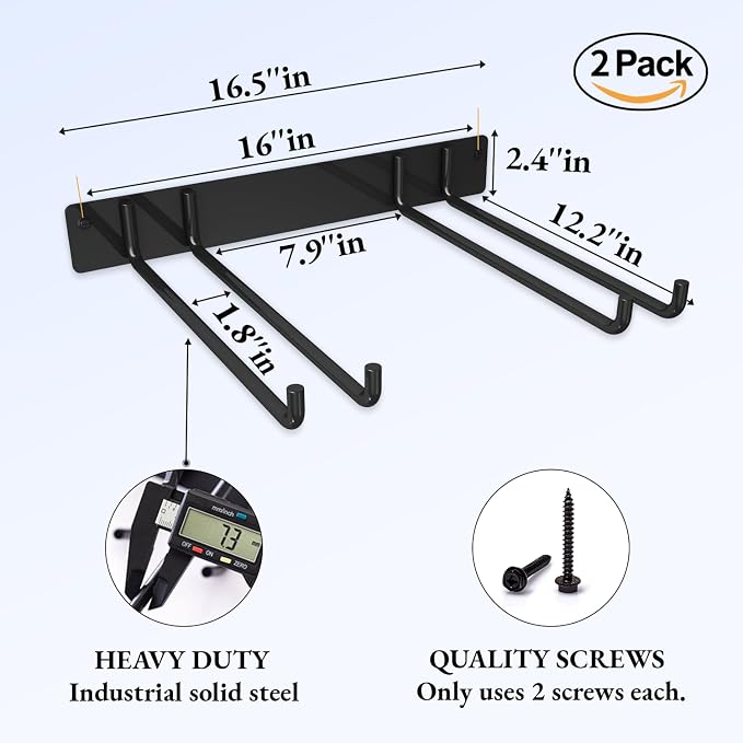 Folding Chair Storage Rack, 2-Pack Garden Tool Organizer for Garage | Max Load 240 lbs, Easy Install, Metal, for Lawn, Beach, Camping Chairs