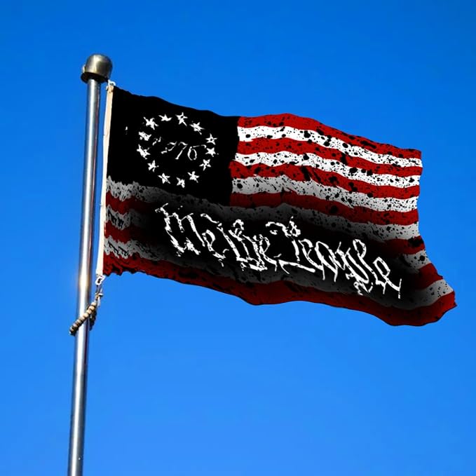 We The People 1776 Flag 3x5 Ft Outdoor Double Sided, Vintage Distressed American Flag with We The People, 150x90cm Patriotic Banner for 4th of July, Independence Day, Yard, Home Decoration