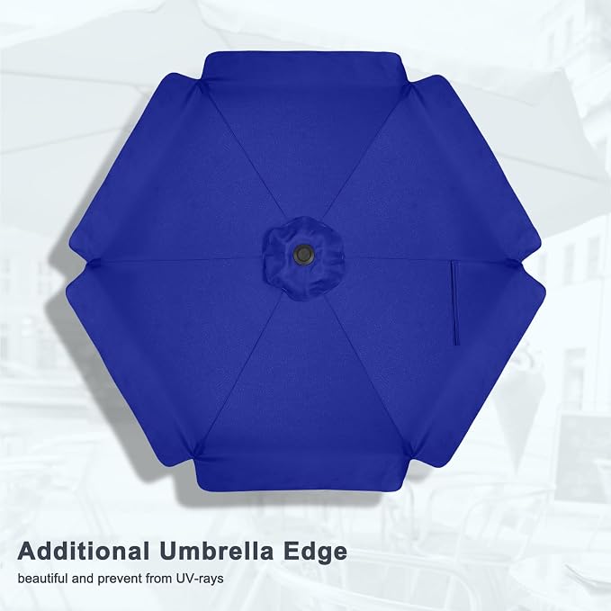 MASTERCANOPY 7.5ft Patio Umbrella with Valance, Crank and Tilt – 6 Ribs Outdoor Market Umbrella, UV/Fade Resistant, Waterproof Canopy with Wind Vent for Garden, Deck, Backyard, Pool (Blue)