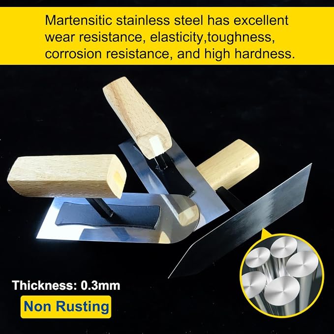4.7" x 1.6" Miniature Drywall Trowel 3-pes set,Batch Knife,Premium Push Blade | Professional Grade Stainless Steel Plastering Trowel | Multi Purpose Plaster Finishing Trowel Hand Tool Combination
