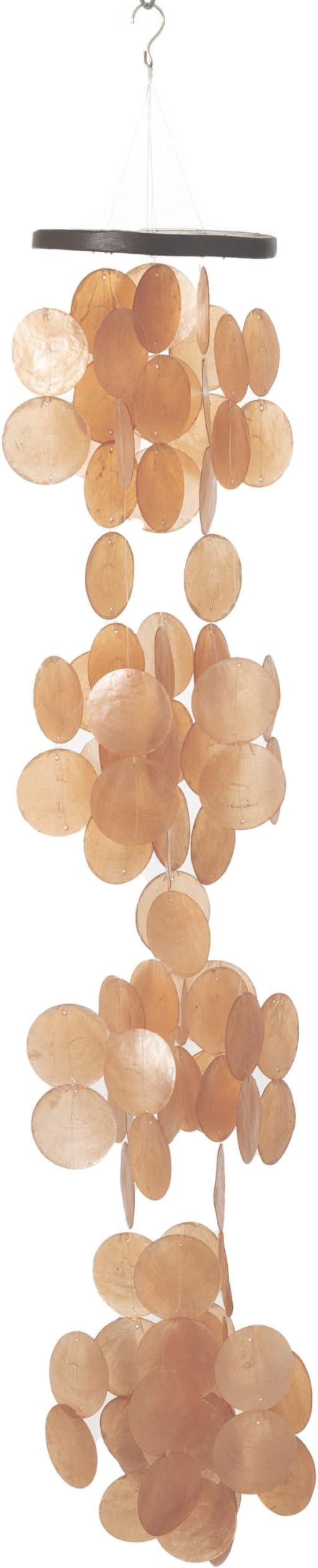 Woodstock Chimes Capiz Waterfall Wind Chime, 40" Summer Marigold Capiz Round Sea Shell, Handcrafted Ocean Theme Windchime for Outdoor, Patio or Garden Décor (CWSM)