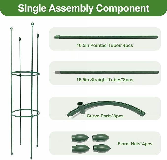 Tomato Cages for Garden&Pots, 2 Pack 50" Plant Support Trellis for Tomatoes, Cucumbers, Beans | Heavy-Duty Steel with Rust-Proof Coating | Garden Stakes for Outdoor Indoor Plants