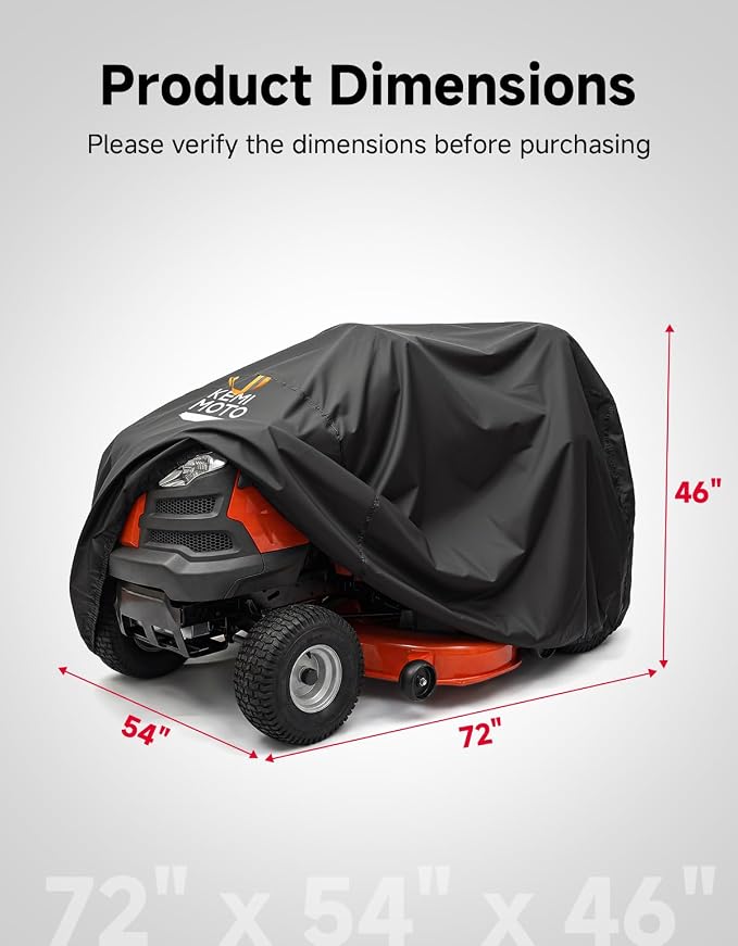 KEMIMOTO 600D Waterproof Riding Lawn Mower Cover, Windproof Riding Lawnmower Cover with Reflective Straps & Hanging Loops Design, Compatible with John Deere, Husqvarna, Cub Cadet, Toro, Ryobi and More