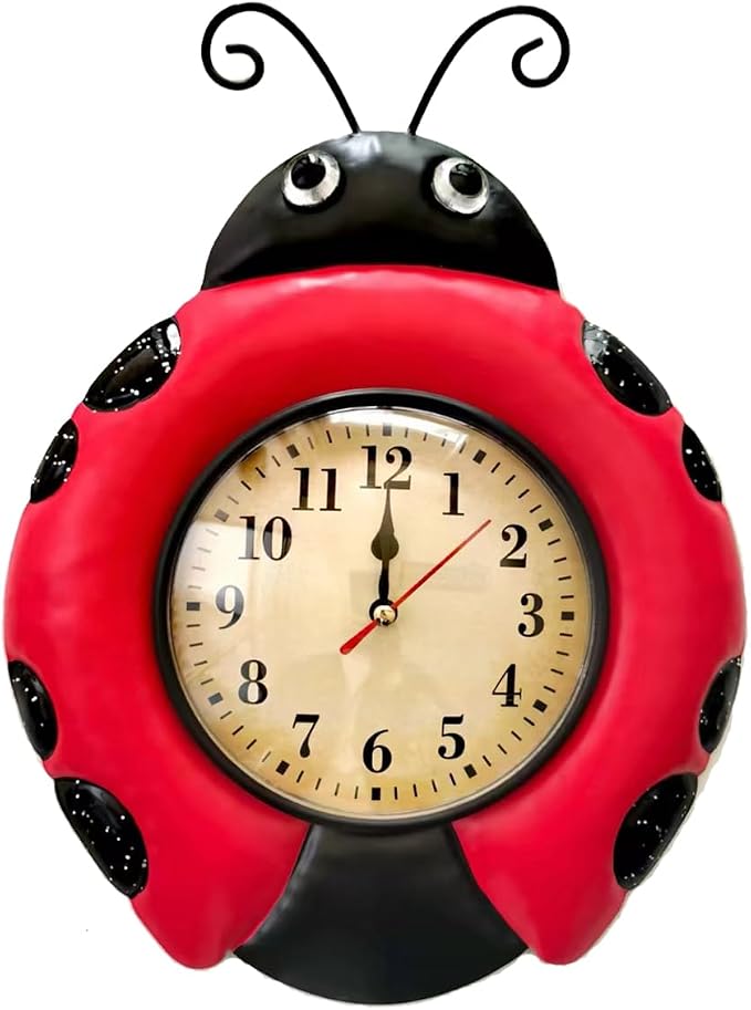 TXYS Wall Clock for Home Ladybug Decor Art Decorations Great for Office/Outside Clock (Ladybug Clocks)