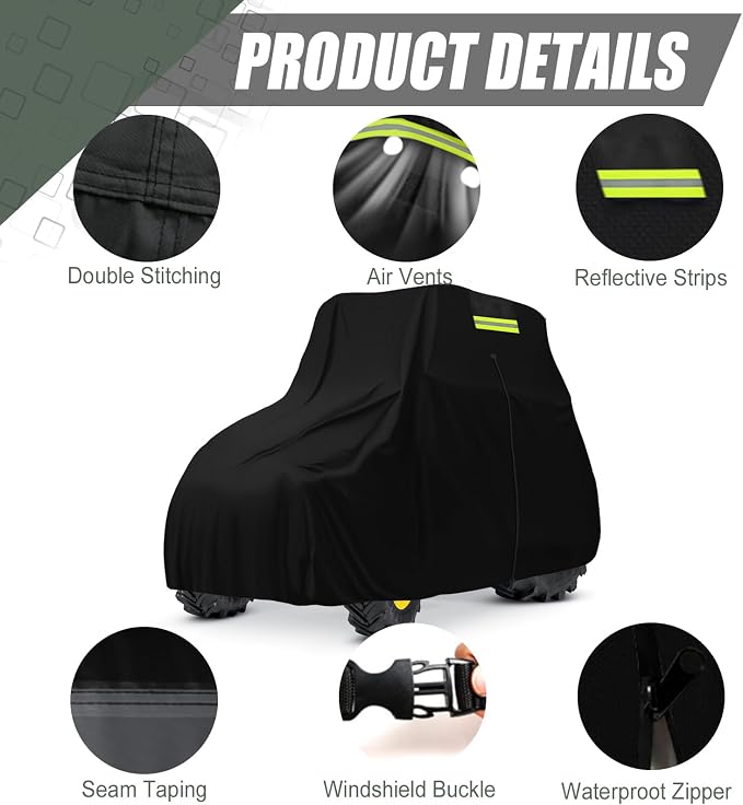 Waterproof Tractors Cover for Most Utility Tractor with Cab, 600D Oxford Cloth Tractors Cover for Snow Rain Dust Protection, 165 L x 87W x 110 H Inches