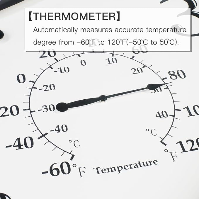 BESTIME MT-33 23-Inch Three-in-one Metal Wall Clock.Indoor,Outdoor,Thermometer,Hygrometer,Weather Resistant,Garden,Lanai.