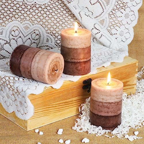 Coffee Pillar Candles, Aromatherapy Scented Candles, 35+ Hours Burn Long Lasting, Set of 3 Tall 3x4 Inch Dripless Pillar Candle, for Wedding and Home Décor - Image 5