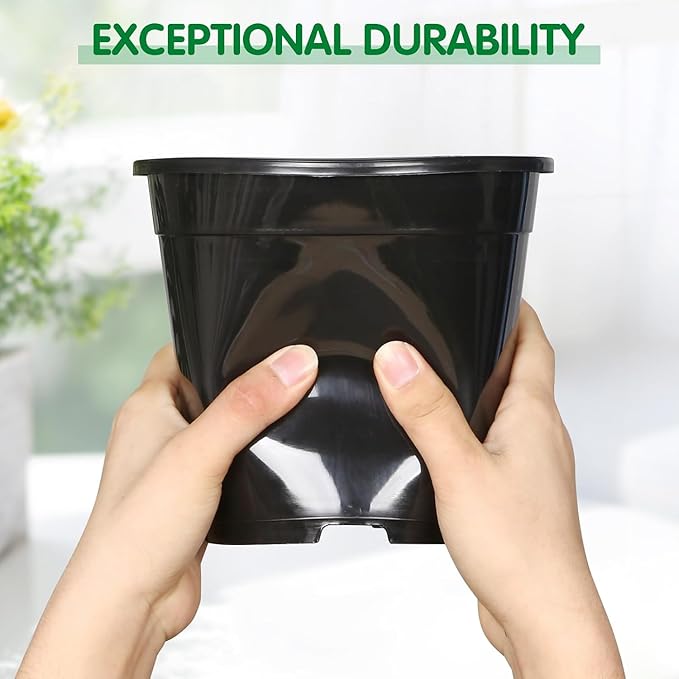 OUPSAUI 2/3/5/7/10 Gallon Pots for Plants, Sturdy Plastic Nursery Pots with Drainage Holes, Plant Pots for Seedlings, Vegetables, Succulents, Cuttings
