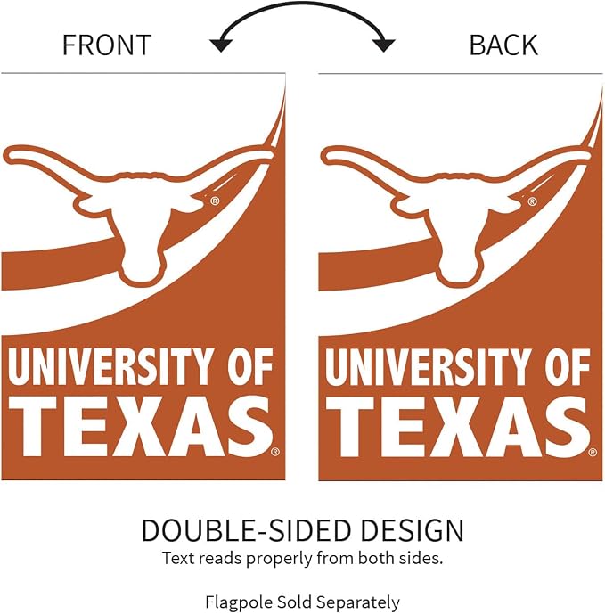 Team Sports America NCAA University of Texas House Flag, 28 x 44, Double Sided Garden Flags for Outside, Outdoor College Flags & Banners for Garden Patio, Indoor Wall Decor Flag for Room