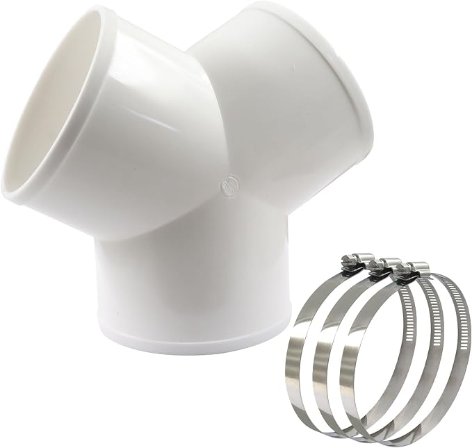 4 Inch 3-Way Duct Splitter | Y Shape Connector, Includes 3 Hose Clamps, Exhaust Fan Hose, For Dryer Vent/Household