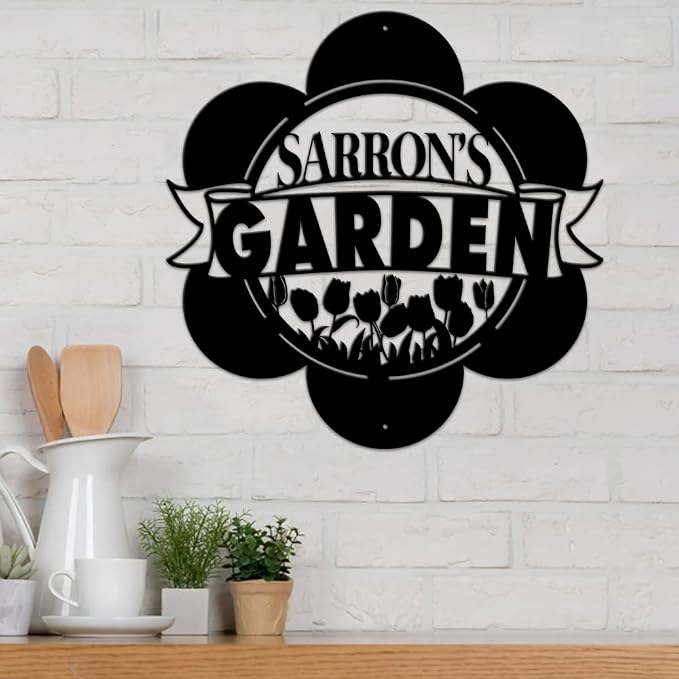 MeMate Custom Metal Garden Signs - Personalize Outdoor Decor, Metal Plaque for Women, Mom, Grandma, Rustic She Shed Decorations