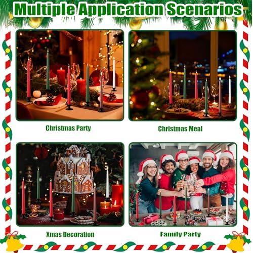 6Pcs Christmas Candle Sticks,10 Inch Dripless Christmas Taper Candles Stick,Red/Green Unscented Xmas Tapered Candles for Decoration - Image 6