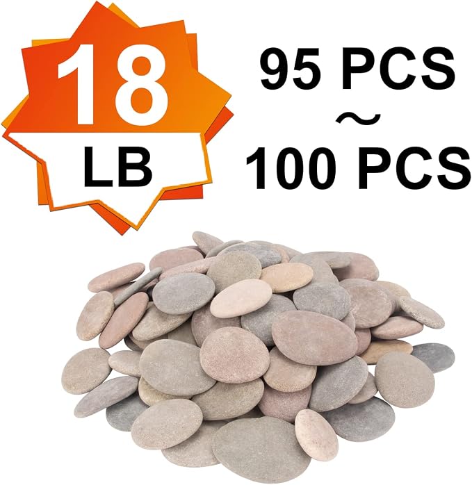 About 100 Pcs Painting Rocks, 2.2"-3.5", Flat, Smooth - River, Craft, DIY Stones, 18 Pounds