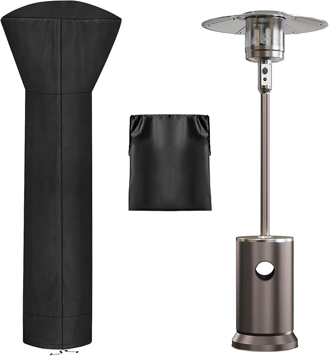 OutdoorLines Waterproof Outdoor Patio Heater Covers with Zipper and Storage Bag, Dust-proof UV-Resistant Windproof Propane Heavy Duty Heater Cover for Standing Heater, 1 Pack-89Hx33Dx19B inch Black