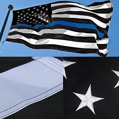 Shop72 3x5 American Flag with Thin Blue Line Dedicated to Police, Allegiance to USA, American Flags for Outside, Our Allegiance To Freedom, Heavy Duty Banner, Bandera De Estados Unidos