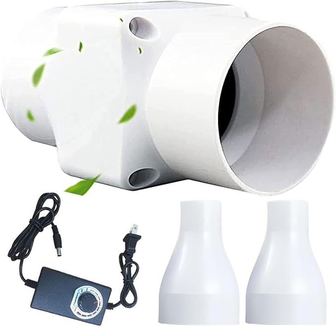 2 Inch Inline Duct Fan Variable Speed Air Circulator Quiet with 50mm to 32mm Interface for Home Office Cabinet Pet Cage Ventilation(50 mm to 32 mm,Speed Governor)