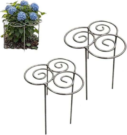 Metal Plant Support Ring for Garden, Peony Cages and Supports, Decorative Metal Plant Support Ring, Heavy-Duty Flower Support Frame, Outdoor Orchid Clip (S*2)