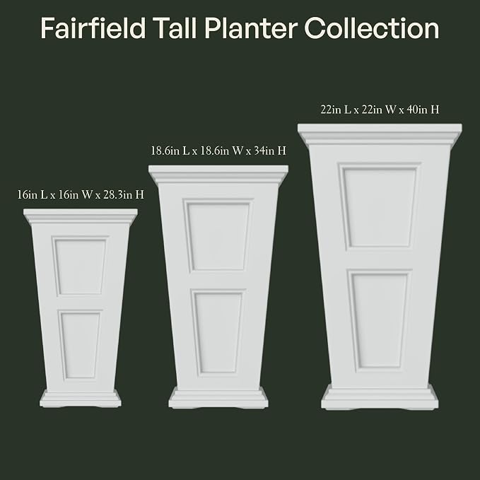 Mayne Fairfield 34-Inch Tall Planter – Weather-Resistant Self-Watering Indoor/Outdoor Garden Pot for Flowers, Patio, Porch, and Entryway, Durable Design