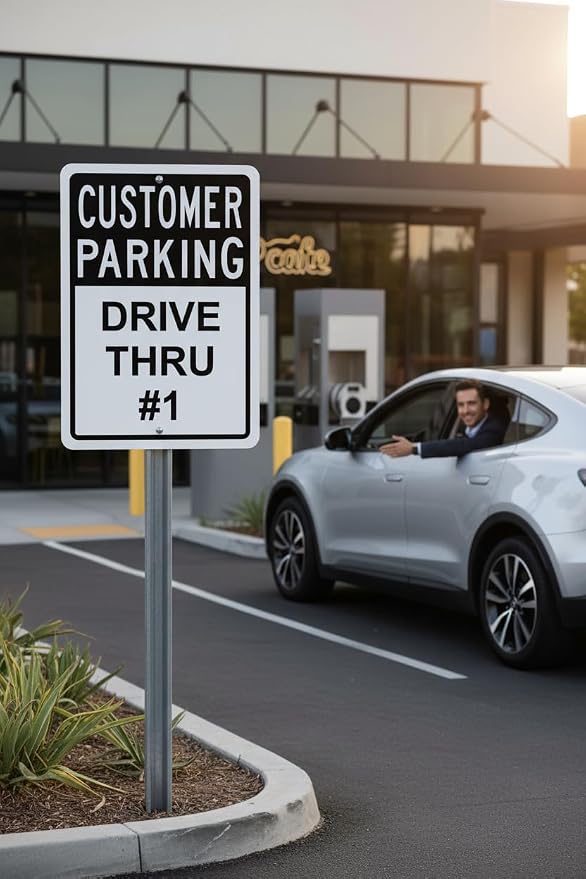 Custom Customer Parking Signs Outdoor Metal Vertical for Office Business, Personalized with Business Name Holes for Mounting Post. UV Printed Solid Aluminum 18 x 12