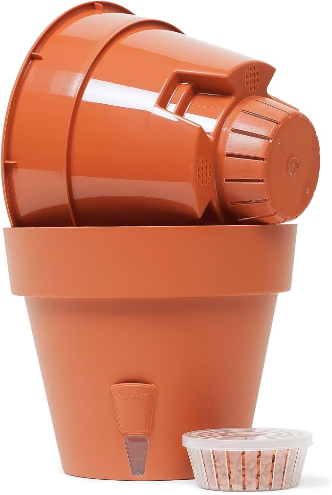 DECOPOTS - Pack of 3 - Self Watering Planter - Height 6.9 inches - Flower Pot with Bottom Watering Level Indicator for All House Plants, Flowers, Herbs (Diameter 6.9", Shade)