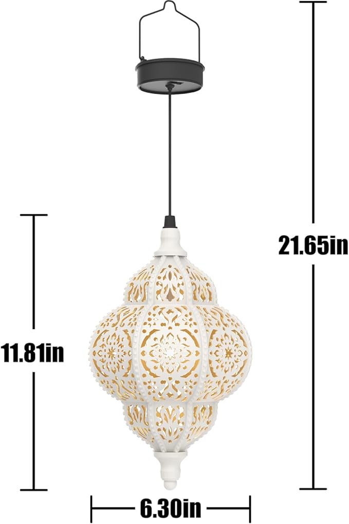 Hapjoy Hanging Solar Lights Outdoor Garden Decor Solar Lantern Waterproof Plastic Moroccan Outdoor Decorations for Patio Pathway Yard Backyard Garden Decorative (2, White)
