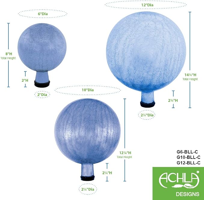 Achla Designs 10-Inch Crackle Gazing Globe Ball, Blue Lapis
