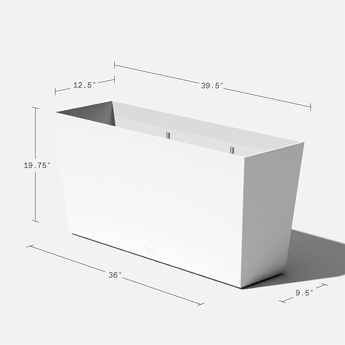 Veradek Pure Series Midori Trough Planter - Large Rectangular Planter for Indoor or Outdoor Deck/Porch | Durable All-Weather Use with Drainage Holes | Modern Decor for Shrubs, Flowers, Small Plants