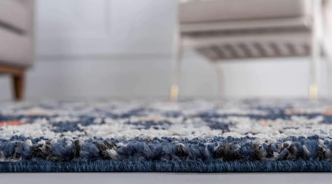 Unique Loom Morocco Collection Abstract Border, Diamond, Bohemian Area Rug (2' 2 x 3' 0 Rectangular, Navy Blue/Black)