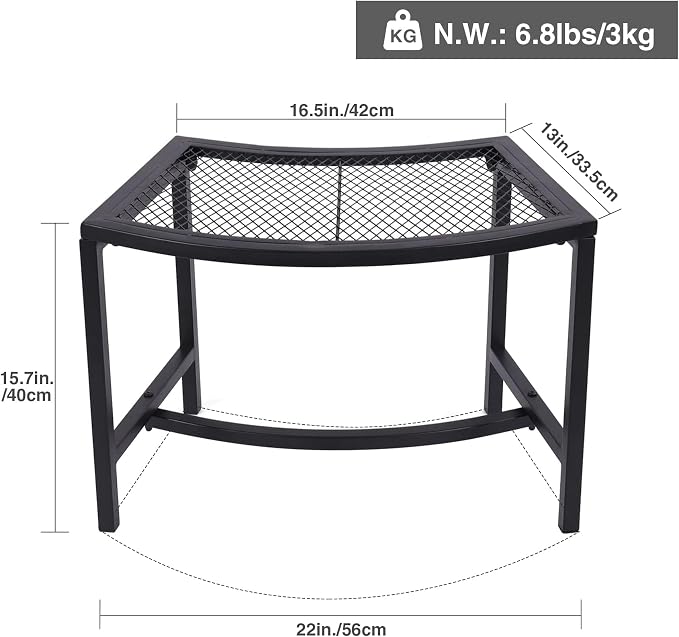 Metal Fire Pit Curved Bench, Backless Powder-Coated Mesh Outdoor Bench, Weatherproof Garden Chair Seating for Firepit Deck Patio Porch Yard, Black, Set of 8