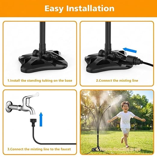 Outdoor Standing Mister for Patio Cooling, 26.2FT Portable Misting Station, Upgraded Outdoor Misting System for Backyard, Pets, Garden, BBQ, Tanning & Poolside Heat Relief