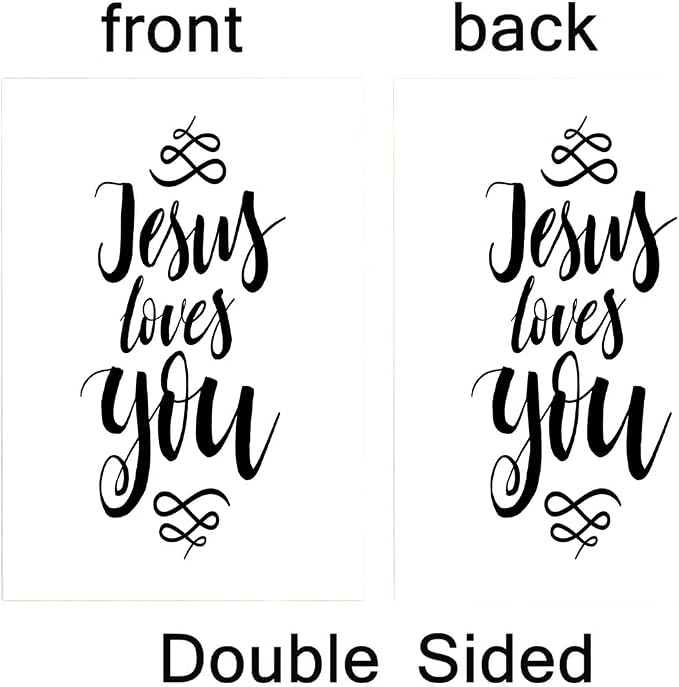 EMMTEEY House Flags 28x40 Double Sided Seasonal Burlap Yard Outdoor Decoration for Kids Garden Flag Jesus Loves You Inspirational Quote Design Element Housewarming Poster Modern Brush Lettering print