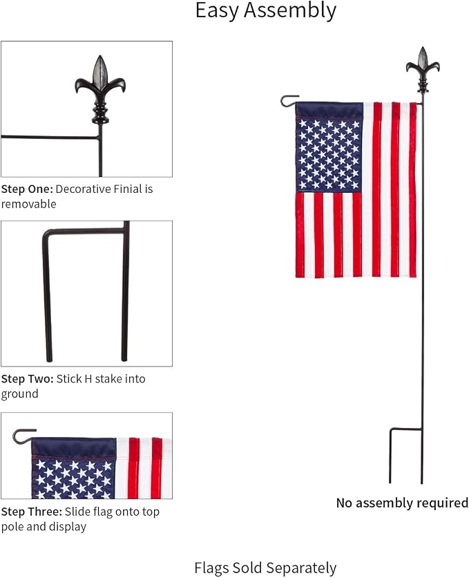 Black Fleur De Lis Garden Size Flag Pole