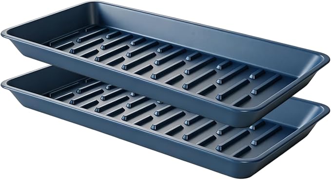 2 Pack Plastic Plant Tray Saucer Rectangular 23 24 Inch, Plant Trays Saucers for Indoor Outdoor, Water Drip Tray for Flower Pot Planter, Windowsill, 8 x 23.6 Inches, Blue